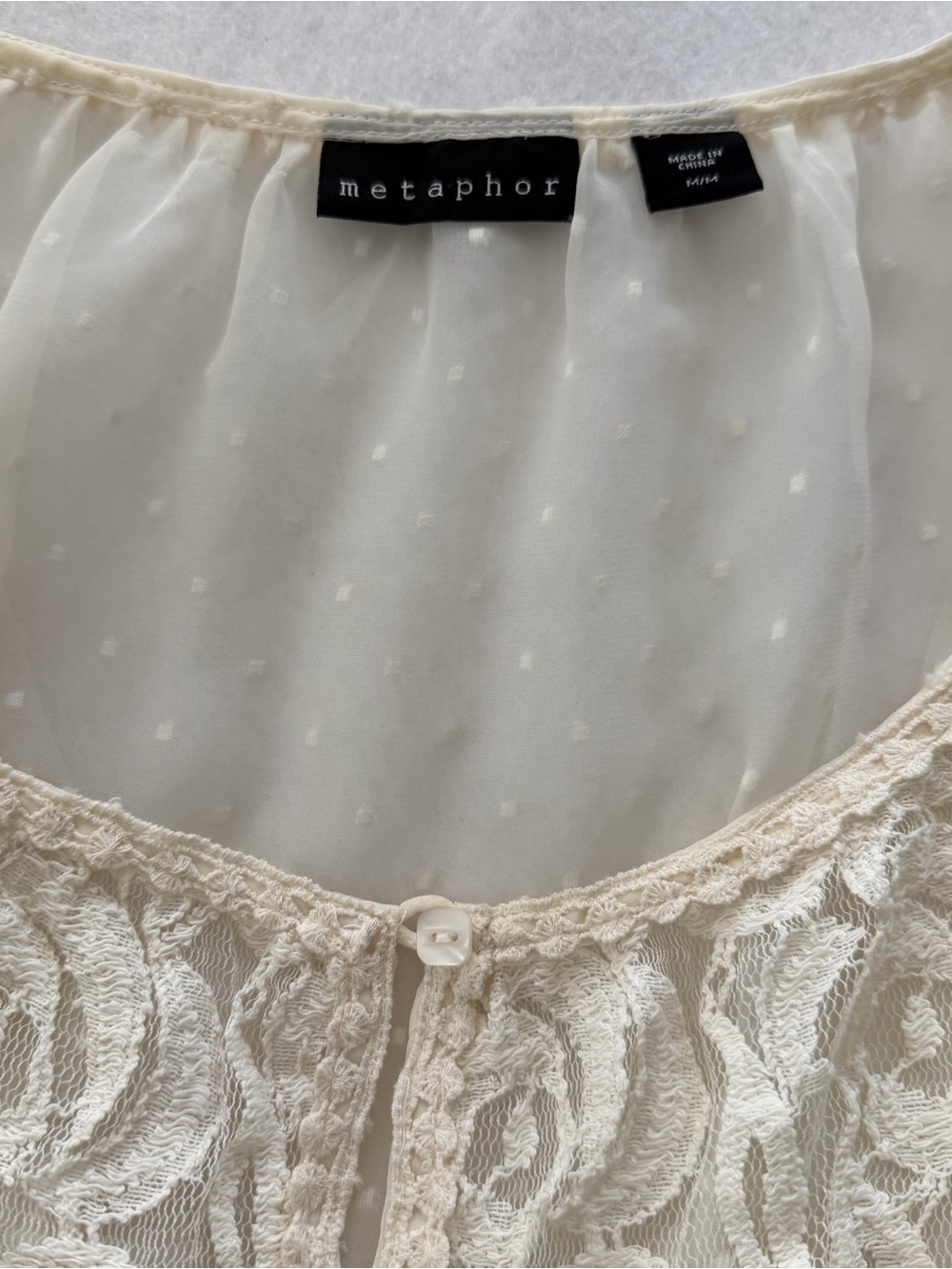 Metaphor Cream Lace Sheer Sleeve‎ Blouse Size Medium Romantic Boho Top - Picture 4 of 10